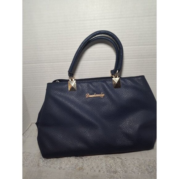 Danbaoly Women's Navy Tote Handbag Faux Leather‎ Gold hardware Brown lining - Picture 3 of 14